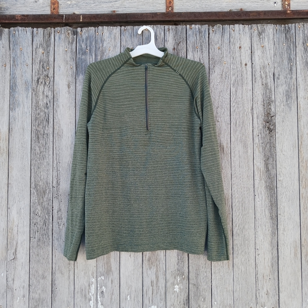 Lululemon Shirt Men L‎ Blue Metal Vent Tech 2.0 Slate Green 1/2 Zip Pullover Run